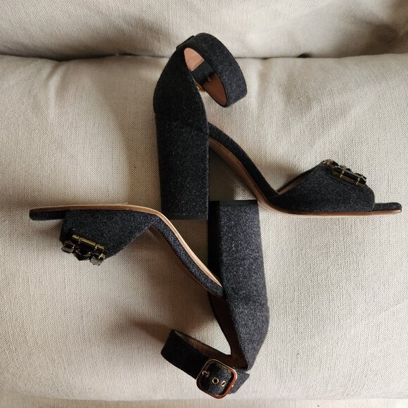 Sz41 Marni Dark Gray Felt Jeweled Ankle Strap Sandals - EUC (worn once) - Picture 6 of 16